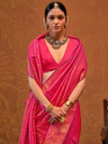 Gorgeous Pink Zari Weaving Silk Festival Wear Saree With Blouse - Zeel Clothing