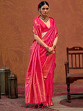 Gorgeous Pink Zari Weaving Silk Festival Wear Saree With Blouse - Zeel Clothing