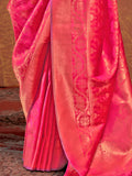 Gorgeous Pink Zari Weaving Silk Festival Wear Saree With Blouse - Zeel Clothing