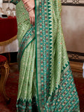 Gorgeous Pista Green Printed Silk Event Wear Saree With Blouse - Zeel Clothing
