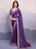 Gorgeous Purple Bandhani Printed Georgette Festive Wear Saree With Blouse - Zeel Clothing