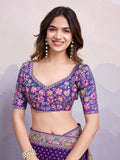 Gorgeous Purple Bandhani Printed Georgette Festive Wear Saree With Blouse - Zeel Clothing