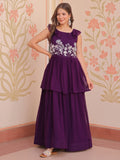 Gorgeous Purple Beads Work Organza Festival Wear Gown - Zeel Clothing