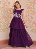 Gorgeous Purple Beads Work Organza Festival Wear Gown - Zeel Clothing