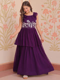 Gorgeous Purple Beads Work Organza Festival Wear Gown - Zeel Clothing