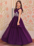 Gorgeous Purple Beads Work Organza Festival Wear Gown - Zeel Clothing