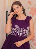 Gorgeous Purple Beads Work Organza Festival Wear Gown - Zeel Clothing