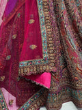 Gorgeous Purple Embroidered Velvet Lehenga Choli With Double Dupatta - Zeel Clothing