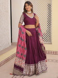 Gorgeous Purple Jacquard Wedding Lehenga Choli With Gaji Silk Dupatta - Zeel Clothing
