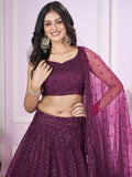 Gorgeous Purple Sequins Net Designer Lehenga Choli With Dupatta - Zeel Clothing