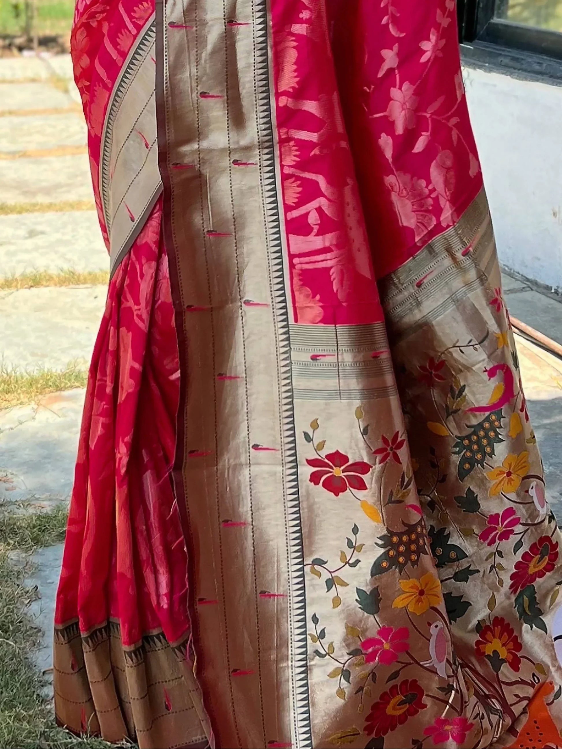Gorgeous Rani Pink Woven Paithani Silk Classic Saree With Blouse - Zeel Clothing