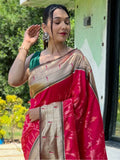 Gorgeous Rani Pink Woven Paithani Silk Classic Saree With Blouse - Zeel Clothing