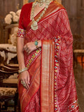 Gorgeous Red Digital Printed Patola Silk Wedding Wear Saree - Zeel Clothing