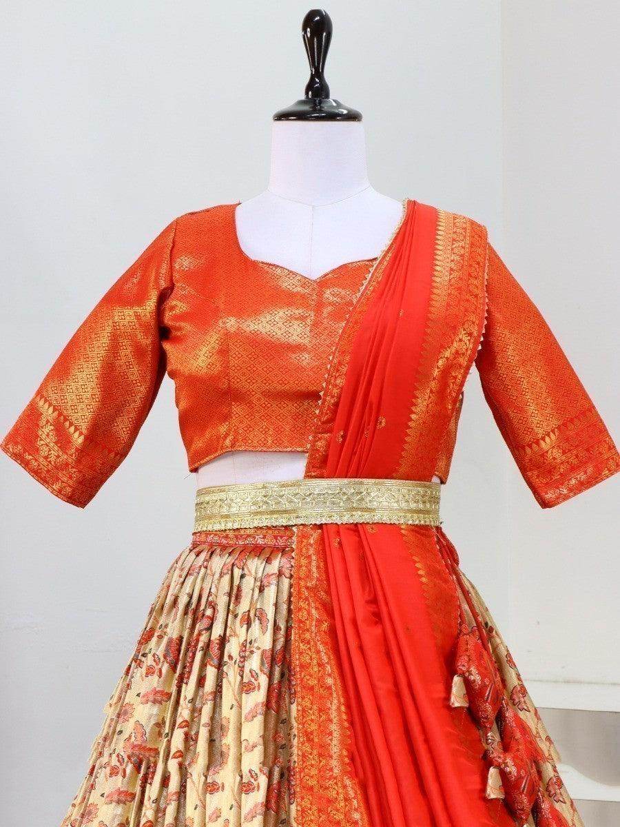 Gorgeous Red Zari Woven Paithani Silk Lehenga Choli With Dupatta - Zeel Clothing