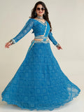 Gorgeous Sky-Blue Bandhani Print Georgette Navratri Wear Lehenga Choli - Zeel Clothing