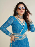 Gorgeous Sky-Blue Bandhani Print Georgette Navratri Wear Lehenga Choli - Zeel Clothing