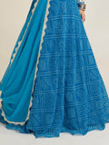 Gorgeous Sky-Blue Bandhani Print Georgette Navratri Wear Lehenga Choli - Zeel Clothing