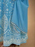 Gorgeous Sky Blue Dori Embroidered Georgette Festive Wear Anarkali Suit - Zeel Clothing