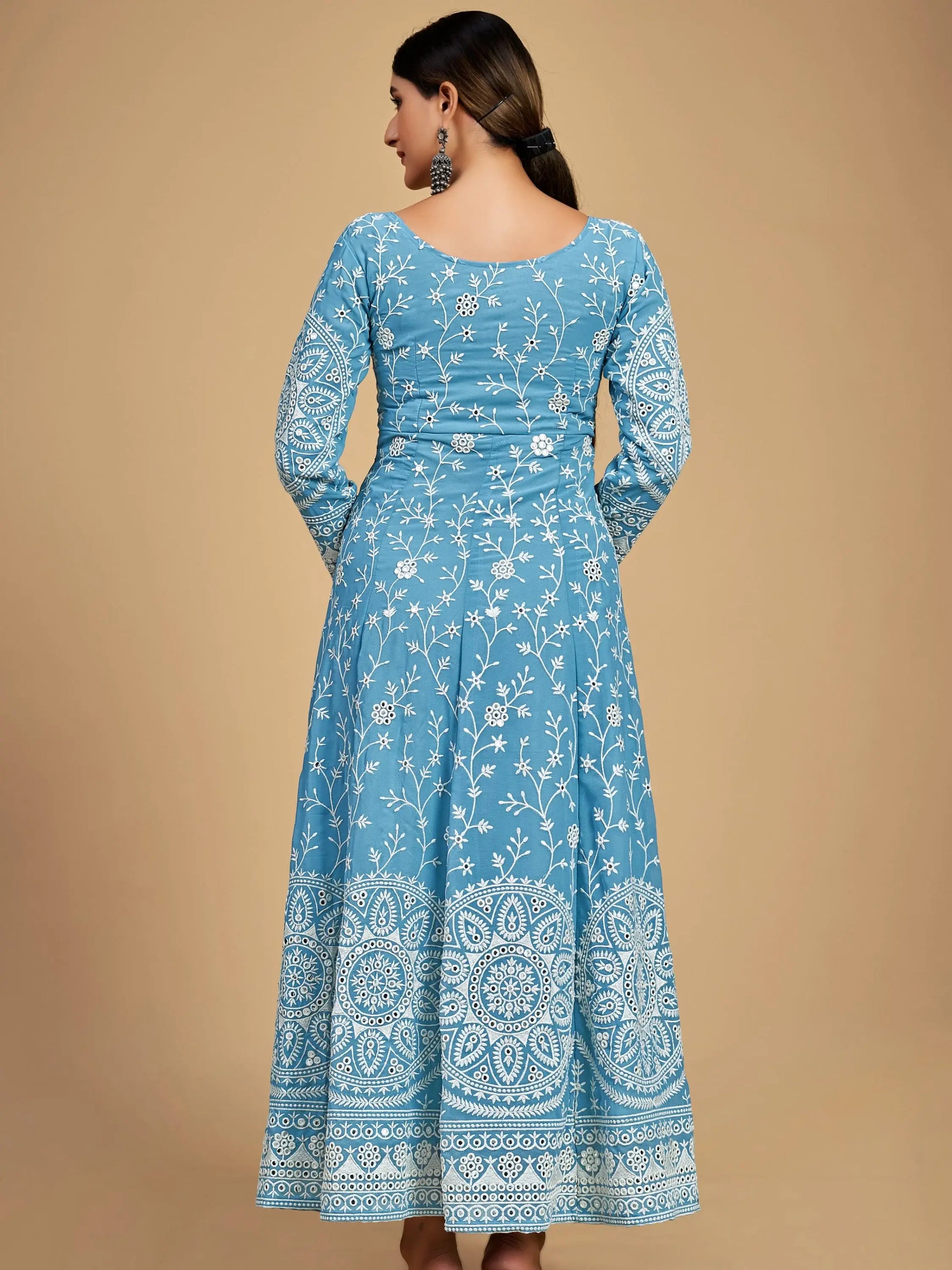 Gorgeous Sky Blue Dori Embroidered Georgette Festive Wear Anarkali Suit - Zeel Clothing