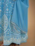 Gorgeous Sky Blue Dori Embroidered Georgette Festive Wear Anarkali Suit - Zeel Clothing