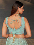 Gorgeous Sky-Blue Sequins Georgette Reception Wear Lehenga Choli - Zeel Clothing