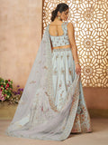 Gorgeous Sky-Blue Sequins Silk Bridesmaid Lehenga Choli With Dupatta - Zeel Clothing