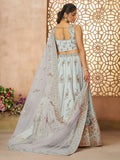 Gorgeous Sky-Blue Sequins Silk Bridesmaid Lehenga Choli With Dupatta - Zeel Clothing