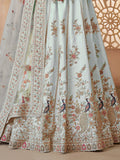 Gorgeous Sky-Blue Sequins Silk Bridesmaid Lehenga Choli With Dupatta - Zeel Clothing