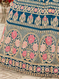 Gorgeous Teal Blue Embroidered Silk Bridal Wear Lehenga Choli - Zeel Clothing