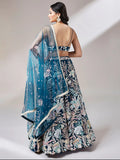 Gorgeous Teal Blue Sequins Net Designer Lehenga Choli With Dupatta - Zeel Clothing