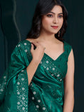 Gorgeous Teal Green Sequins Work Silk Festive Wear Saree With Blouse - Zeel Clothing