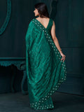 Gorgeous Teal Green Sequins Work Silk Festive Wear Saree With Blouse - Zeel Clothing
