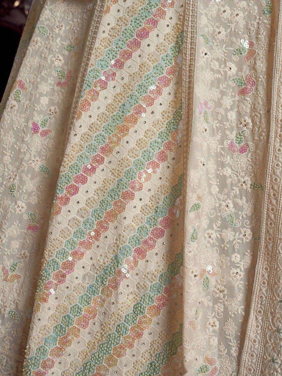 Gorgeous White Embroidered Georgette Bridesmaid Lehenga Choli - Zeel Clothing