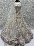 Gorgeous White Zircon Work Net Sangeet Wear Lehenga Choli With Dupatta - Zeel Clothing