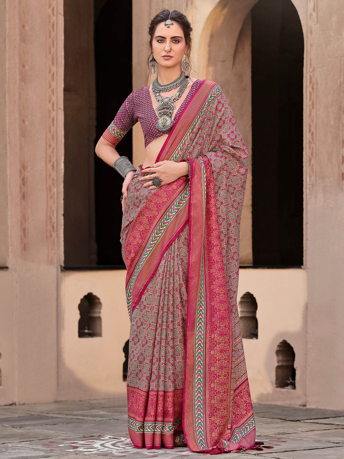 Gorgeous Wine Digital Printed Silk Event Wear Saree With Blouse - Zeel Clothing