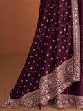 Gorgeous Wine Embroidered Silk Festival Wear Gown - Zeel Clothing