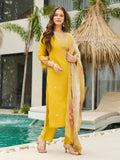 Gorgeous Yellow Embroidered Viscose Pant Suit With Dupatta - Zeel Clothing