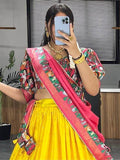 Gorgeous Yellow Kalamkari Printed silk Festive Wear Lehenga Choli - Zeel Clothing