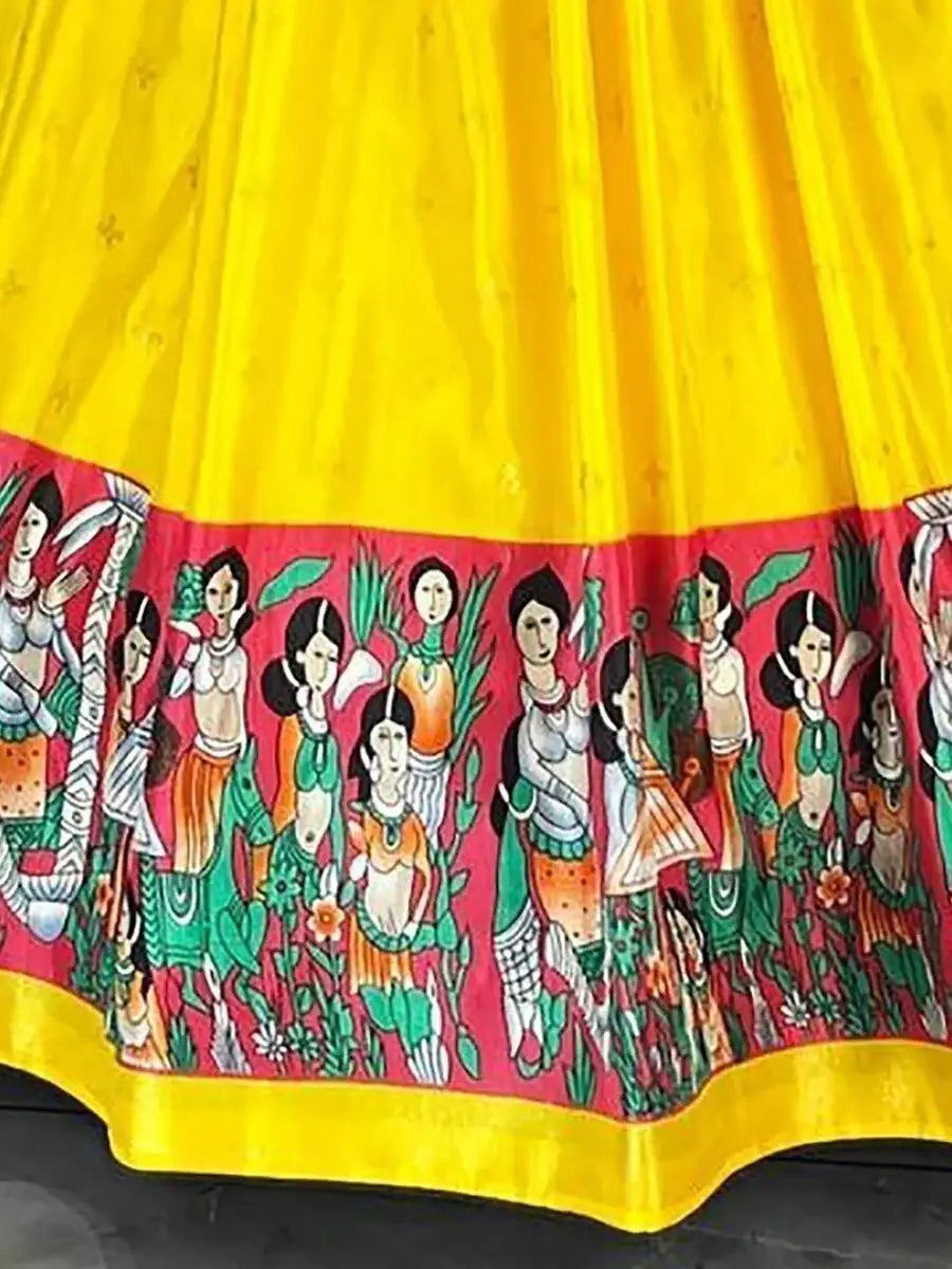 Gorgeous Yellow Kalamkari Printed silk Festive Wear Lehenga Choli - Zeel Clothing