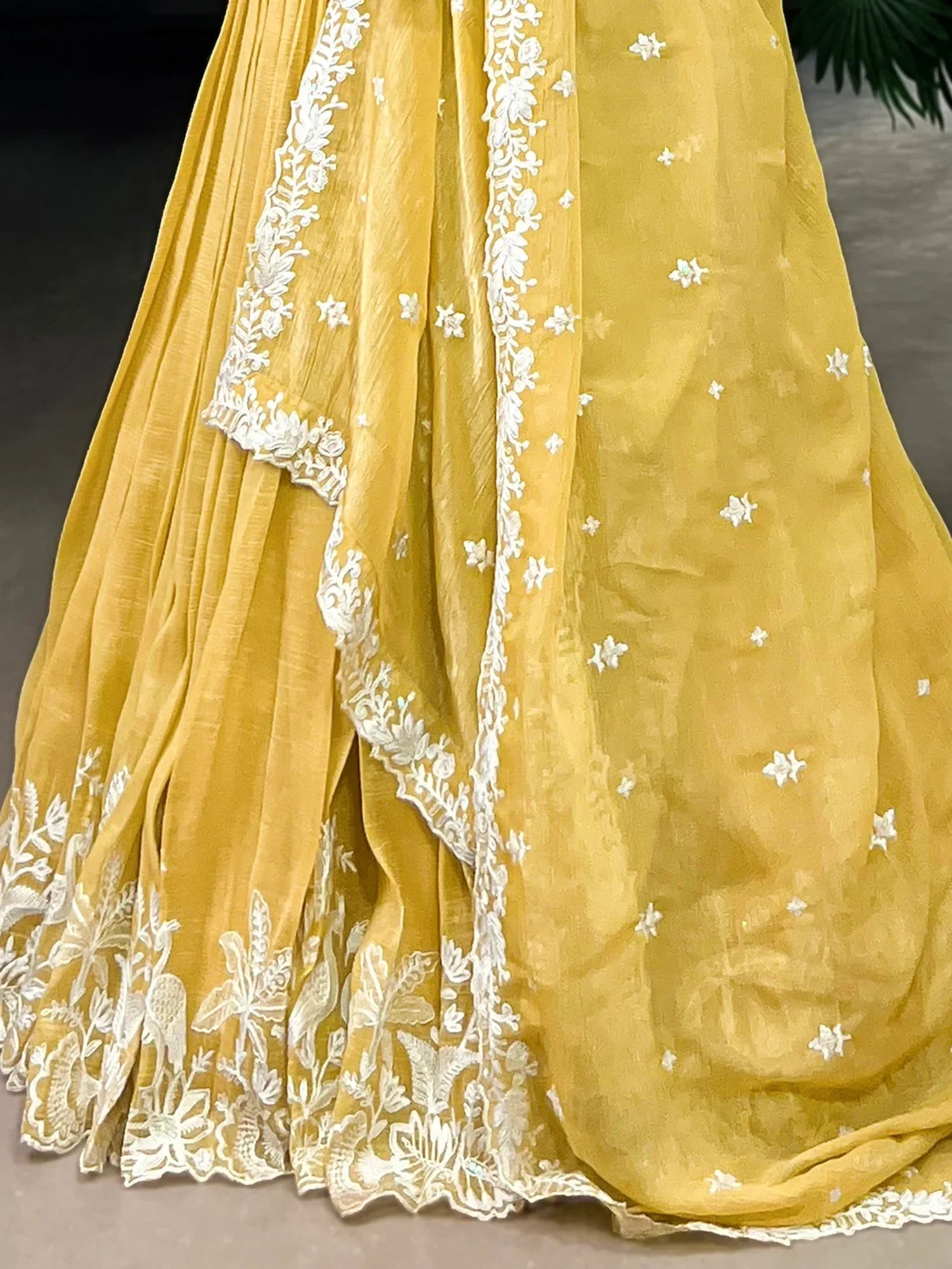 Gorgeous Yellow Thread Work Crush Silk Haldi Wear Lehenga Choli With Dupatta - Zeel Clothing