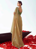 Gorgeous Yellow Zari Embroidered Organza Event Wear Saree With Blouse - Zeel Clothing