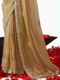 Gorgeous Yellow Zari Embroidered Organza Event Wear Saree With Blouse - Zeel Clothing