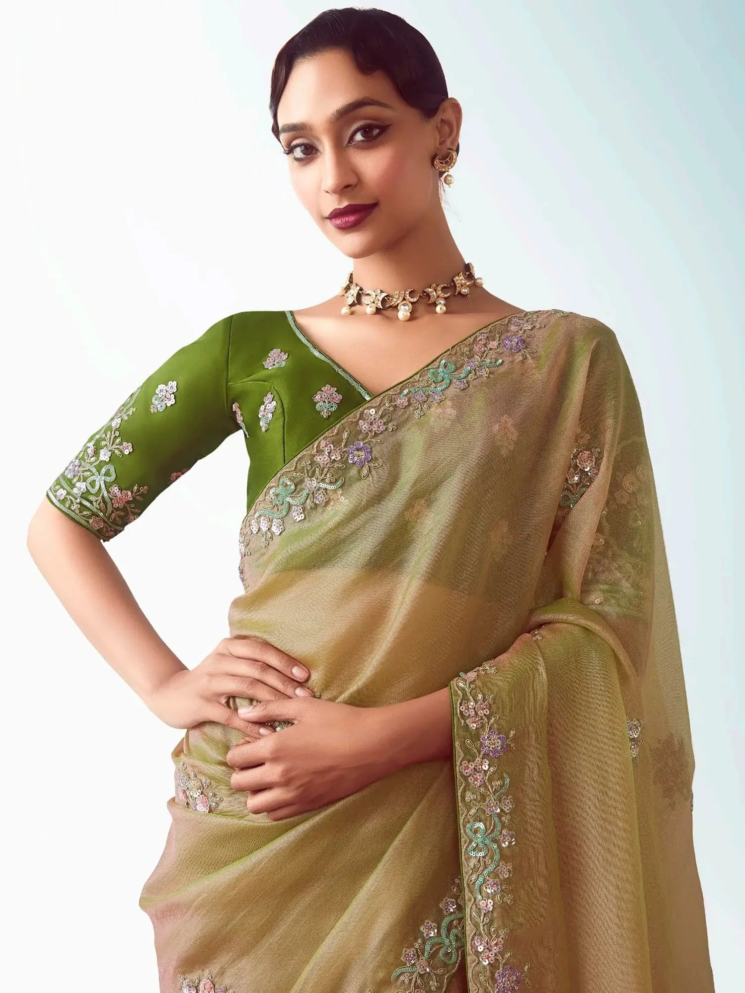 Gorgeous Yellow Zari Embroidered Organza Event Wear Saree With Blouse - Zeel Clothing
