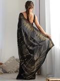 Graceful Black Sequins Georgette Party Wear Saree With Blouse - Zeel Clothing
