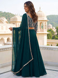 Graceful Green Sequins Georgette Festival Wear Lehenga With Dupatta