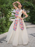 Graceful Off-White Kutchi Gamthi Work Cotton Navratri Wear Lehenga Choli - Zeel Clothing