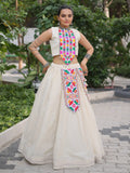 Graceful Off-White Kutchi Gamthi Work Cotton Navratri Wear Lehenga Choli - Zeel Clothing