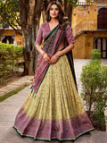 Graceful Pastel Yellow Printed Silk Festival Wear Lehenga With Dupatta