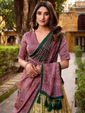Graceful Pastel Yellow Printed Silk Festival Wear Lehenga With Dupatta