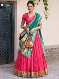 Graceful Pink Zari Weaving Silk Wedding Lehenga Choli With Dupatta - Zeel Clothing